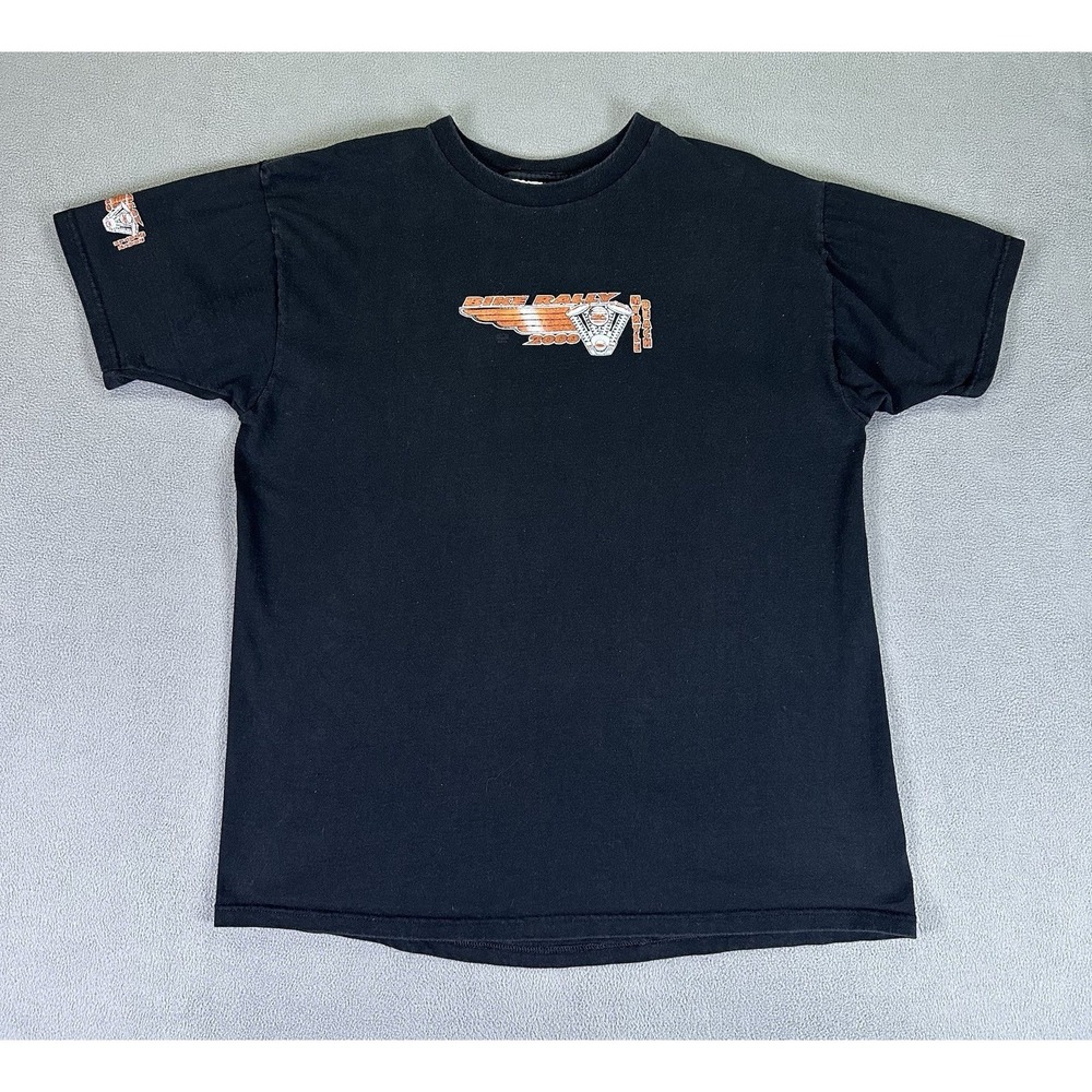 Myrtle Beach Bike Rally Shirt XL Black‎ Fruit of The Loom Biker Grunge Faded Y2K
